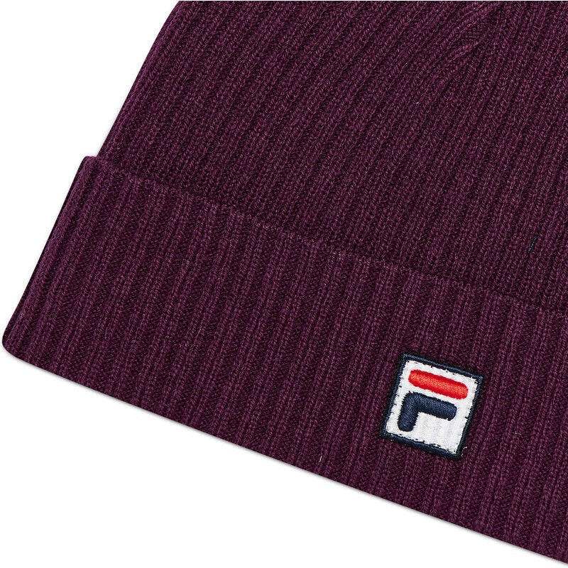 FILA Knitted Beanie with F Patch – Plum