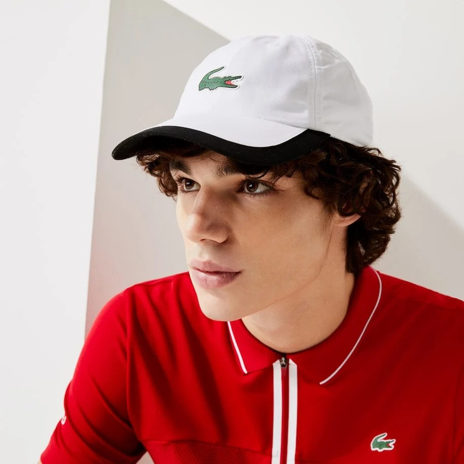 Lacoste Sport Contrast Border Lightweight Cap – White/Black